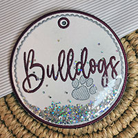 Bulldogs Bag Tag with Glitter Embroidery Design